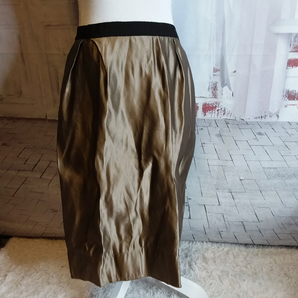 Whistles London metallic 100% silk skirt size 8